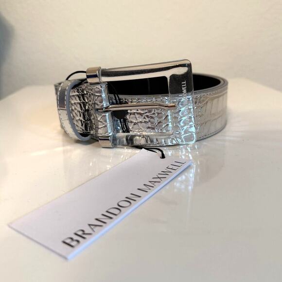 Brandon Maxwell Silver Belt Large Crocodile-Effect Lucite Baddie NWT Giftable - Picture 2 of 7